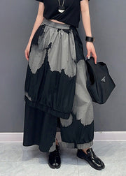 Loose Black Print Maxi Skirts Summer