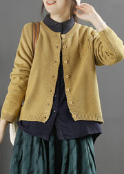 Loose Blackish Green O Neck Button Cotton Knit Coats Fall