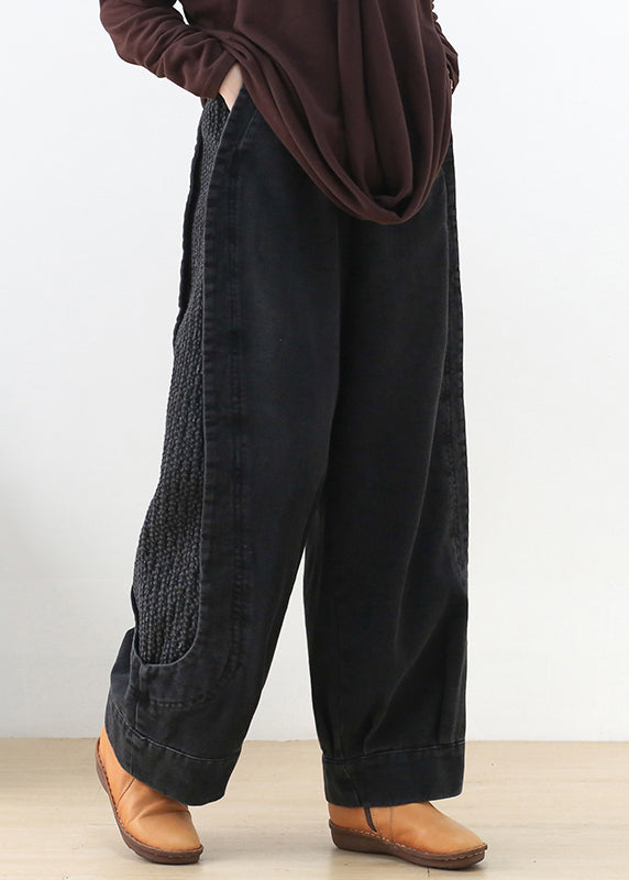 Loose Blue Black Colour High Waist Pockets Harem Denim Pants Fall