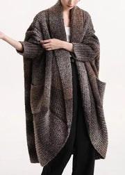 Loose Coffee Pockets Cozy Wool Cardigan Batwing Sleeve