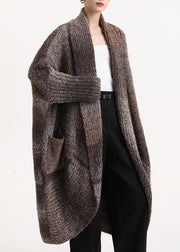 Loose Coffee Pockets Cozy Wool Cardigan Batwing Sleeve