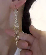 Loose Gold Copper Overgild Zircon Tassel Drop Earrings