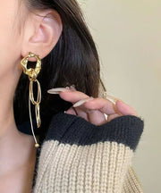 Loose Gold Metal Alloy Tassel Drop Earrings