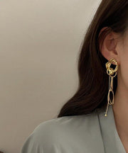 Loose Gold Metal Alloy Tassel Drop Earrings