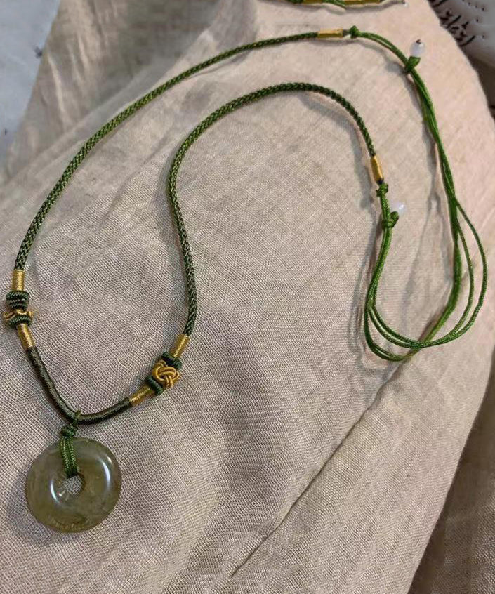 Loose Grass Green Hand Woven Resin Pendant Necklace