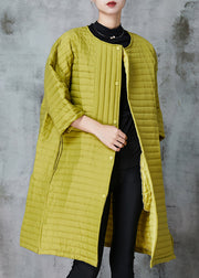 Loose Grass Green Oversized Fine Cotton Filled Winter Coats Half Sleeve