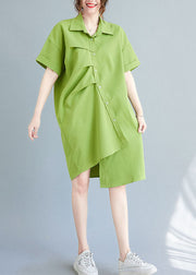 Loose Green Asymmetrical Design Cotton Maxi Dresses Summer