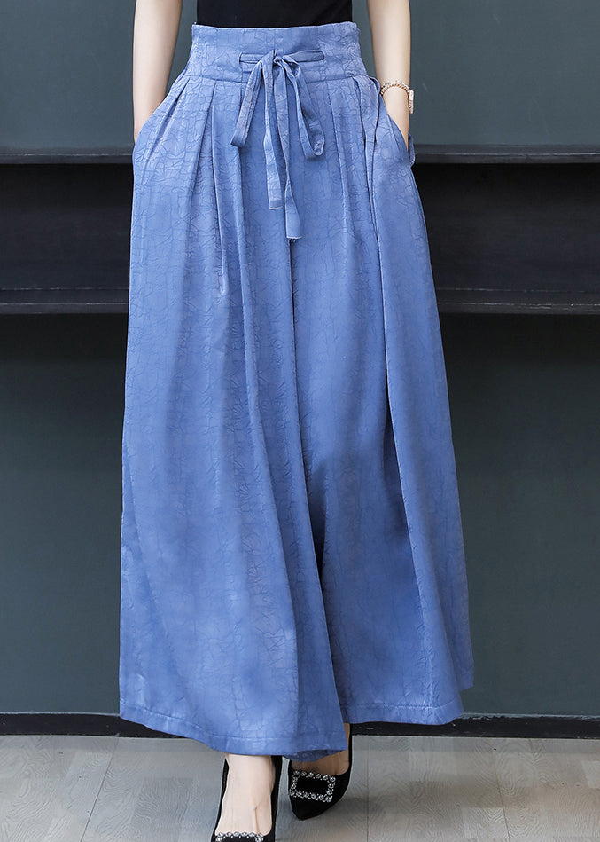 Loose Green Pockets High Waist Tie Waist Maxi Pants Fall