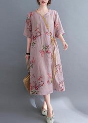 Loose White Print Button Maxi Summer Chiffon Dress