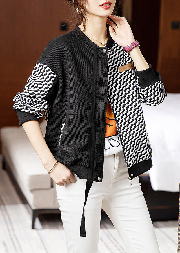 Loose Grey Asymmetrical Zippered Patchwork Cotton Coats Fall