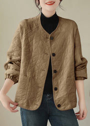 Loose Khaki Button Pockets Thick Coats Long Sleeve