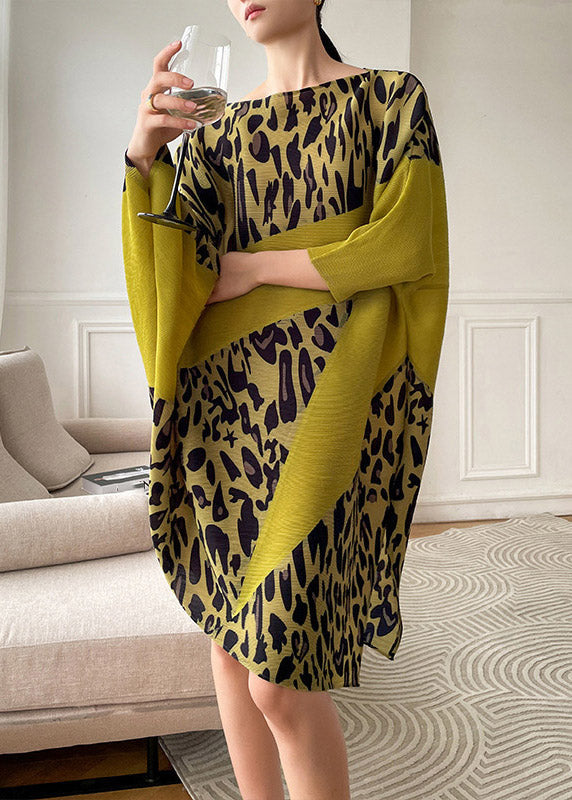 Loose Leopard Asymmetrical Design Print Knit Maxi Dresses Fall