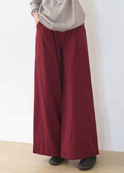 Loose Mulberry Button Pockets Linen Wide Leg Pants Winter