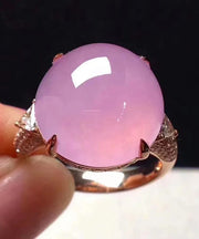 Loose Pink Sterling Silver Overgild Jade Rings