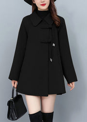 Loose Red Peter Pan Collar Button Pockets Woolen Coats Fall