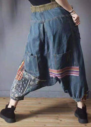 Loose Retro Blue Pockets Denim Carpenter Pants Fall