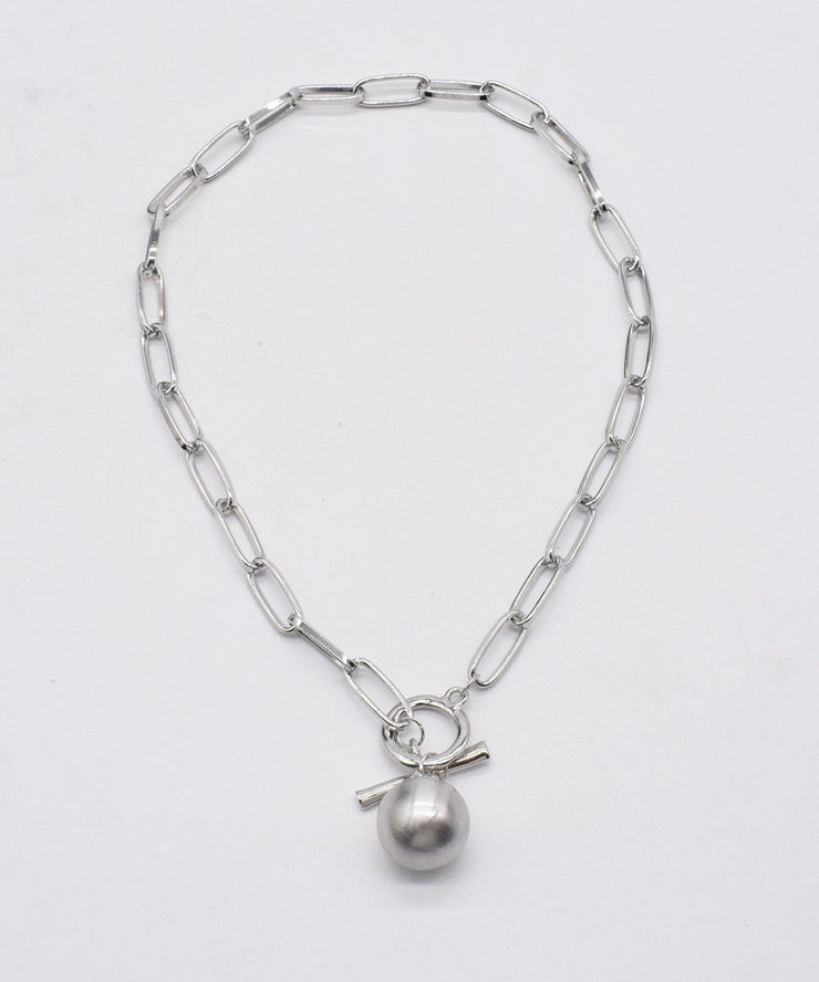 Loose Silk Metal Ball Pendant Necklace