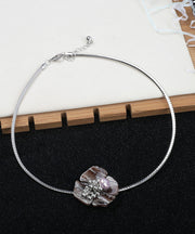 Loose Silk Stainless Steel Floral Choker