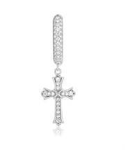 Loose Silk Sterling Silver Zircon Cross Hoop Earrings