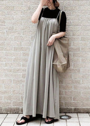 Loose Slash Neck Wrinkled Long Strap Dress Summer