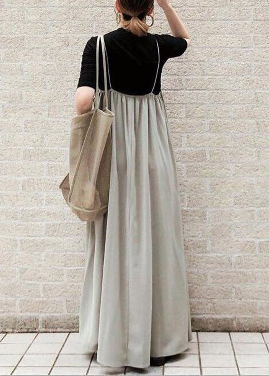 Loose Slash Neck Wrinkled Long Strap Dress Summer