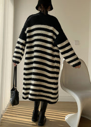 Loose Striped V Neck Striped Knit Loose Cardigan Winter