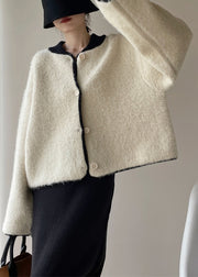 Loose White Button Thick Patchwork Woolen Coats Winter