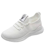 Loose White Knit Fabric Lace Up Flat Feet Shoes