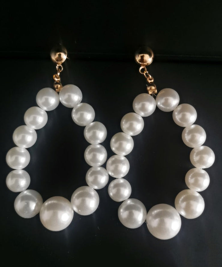 Loose White Pearl Water Drop Drop Earrings