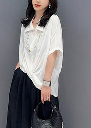 Loose White Peter Pan Collar Solid Shirts Summer