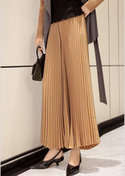 Loose White Striped Elastic Waist Wide Leg Pants Fall