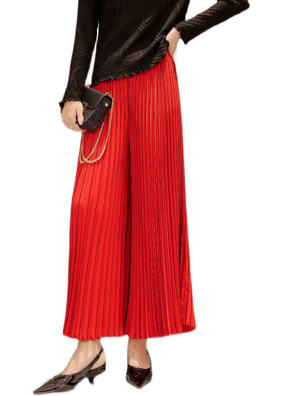 Loose White Striped Elastic Waist Wide Leg Pants Fall