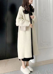 Loose White V Neck Cozy Mink Velvet Cardigan Long Sleeve