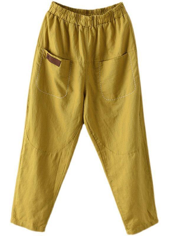 Loose Yellow Loose Casual Summer Pockets Pants - bagstylebliss