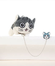 Lovely Light Grey Alloy Chain Smiling Face Little Cats Brooches