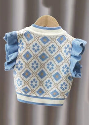 Lovely Red Ruffled Animal Patchwork Knit Baby Waistcoat Sleeveless