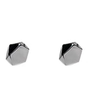 Man Black Sterling Silver Polygon Stud Earrings