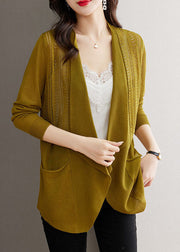 Matcha Colour Hollow Out Ice Size Knit Cardigans Long Sleeve