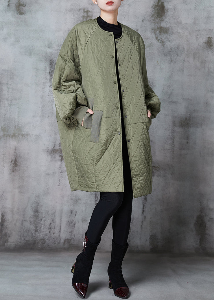 Modern Army Green Oversized Pockets Fine Cotton Filled Parka Jacket Winter