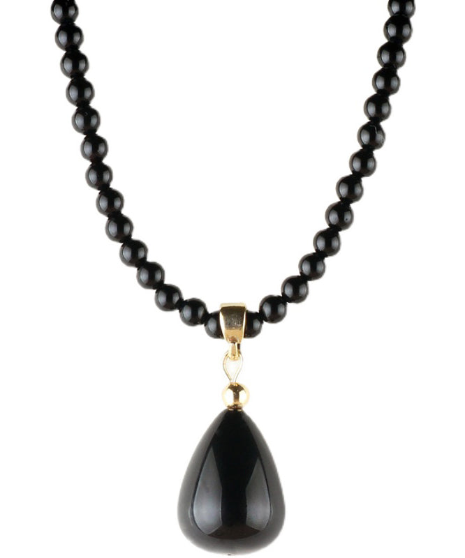 Modern Black Agate Water Drop Pendant Necklace