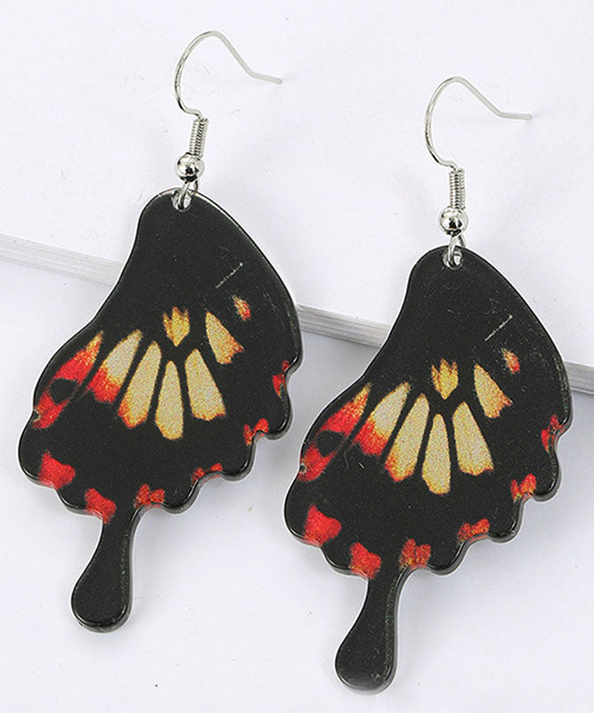 Modern Black Butterfly Wing Shape Acrylic Drop Earrings