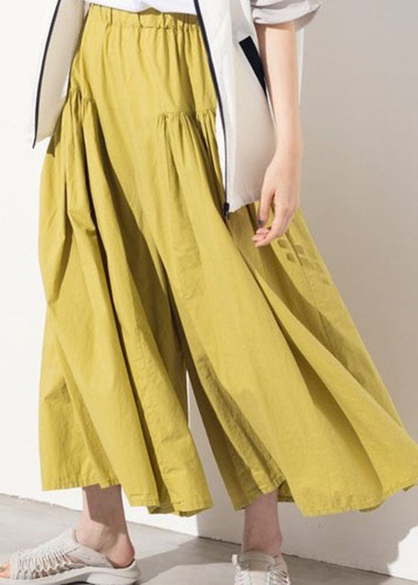 Modern Black Elastic Waist Wrinkled Cotton Wide Leg Pants Spring