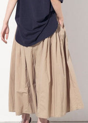 Modern Black Elastic Waist Wrinkled Cotton Wide Leg Pants Spring