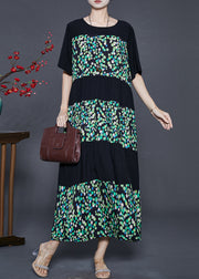 Modern Black Oversized Patchwork Chiffon Maxi Dresses Summer