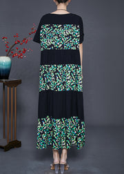 Modern Black Oversized Patchwork Chiffon Maxi Dresses Summer