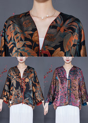 Modern Black Oversized Print Wear On Both Sides Silk Cardigans Spring