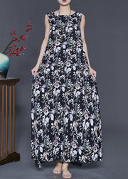 Modern Black Print Patchwork Cloak Chiffon Dress Summer