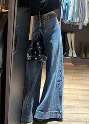 Modern Blue Original Design High Waist Denim Wide Leg Pants Fall