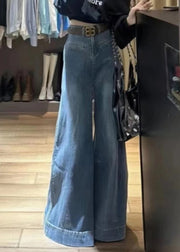 Modern Blue Original Design High Waist Denim Wide Leg Pants Fall