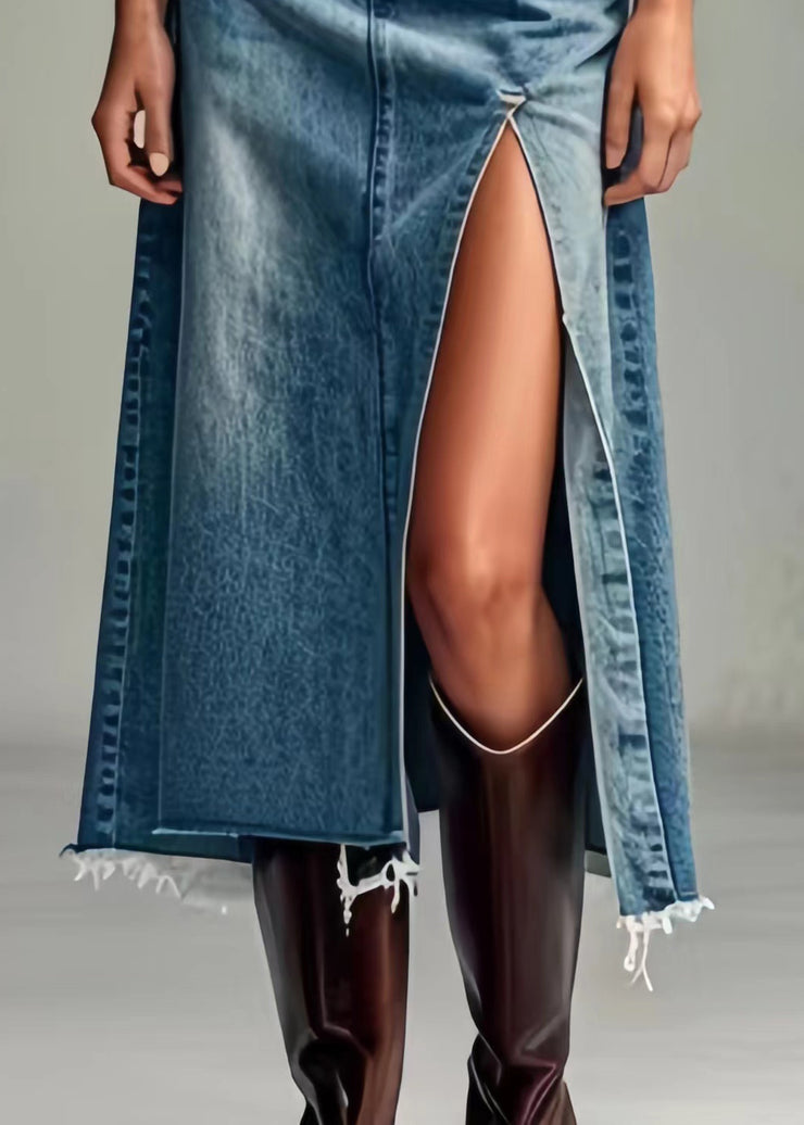 Modern Blue Side Open High Waist Denim Summer Skirts